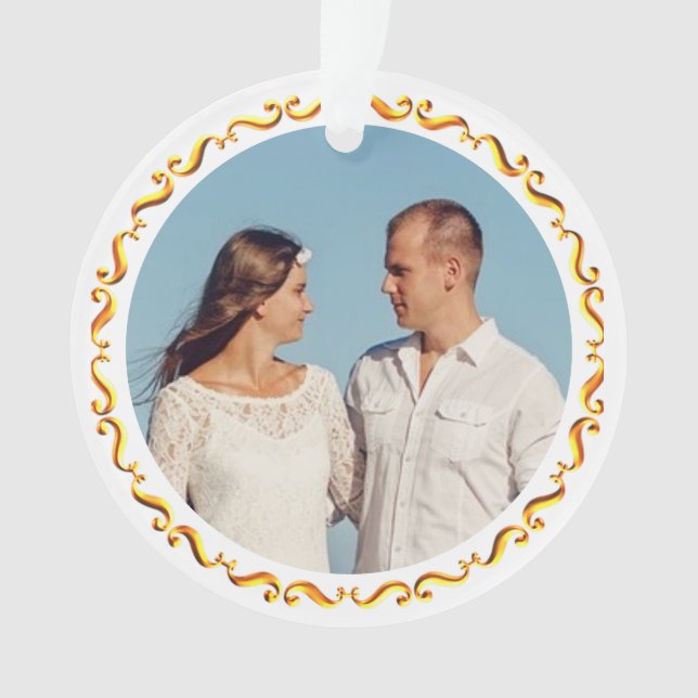 Ornamento Foto Personalizada com Moldura Dourada (Frente)