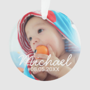Ornamento Foto personalizada com nome e data