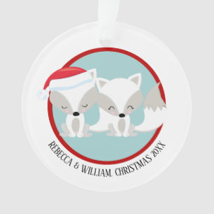 Ornamento Foto Personalizada da Fox Árctica de Natal