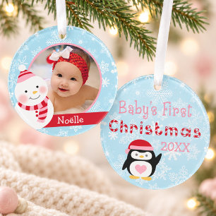 Ornamento Foto Personalizada Da Primeira Rapariga De Natal