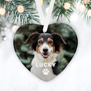 Ornamento Foto Personalizada de Cachorro com Impressão de Pa