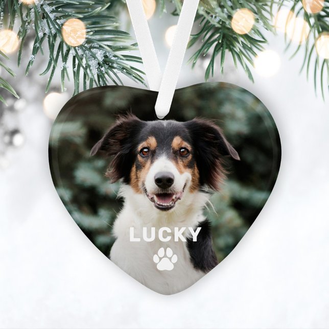 Ornamento Foto Personalizada de Cachorro com Impressão de Pa (Criador carregado)