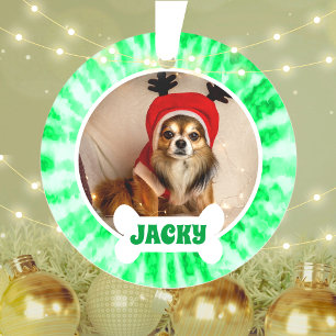 Ornamento Foto Personalizada De Cachorro De Cachorro Verde