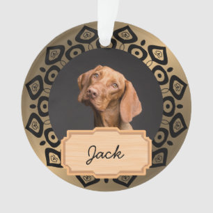 Ornamento Foto personalizada de cachorro de Natal Dourado pr