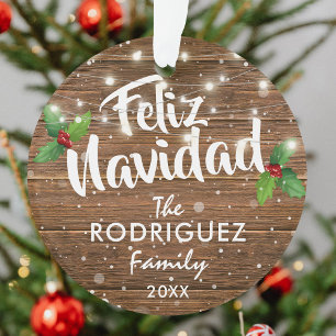 Ornamento Foto Personalizada de Família Feliz Navidad