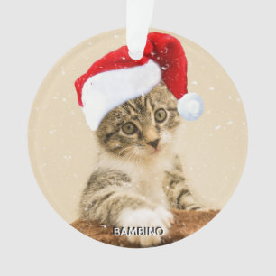 Ornamento Foto personalizada de gato de Natal personalizada