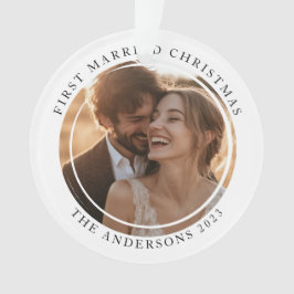 Ornamento Foto personalizada de Natal casada pela primeira v