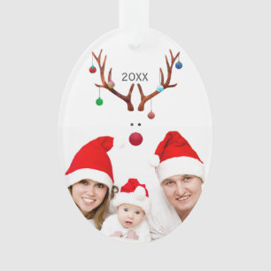 Ornamento Foto personalizada de Natal para Reindeer Minimali