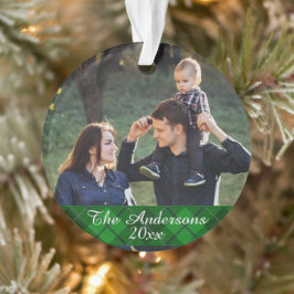 Ornamento Foto Personalizada de Xadrez Tartan Moderna de Lad