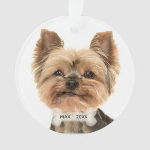Ornamento Foto personalizada de Yorkshire Terrier em ouro
