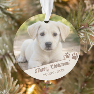 Ornamento Foto Personalizada do Cachorro Natal Nome do Anima