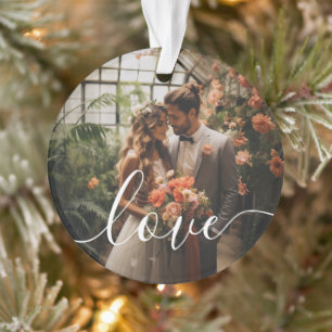 Ornamento Foto personalizada do casal 'Love'