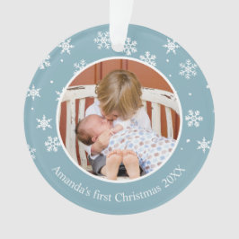 Ornamento Foto personalizada do Floco de Neve Natal 2