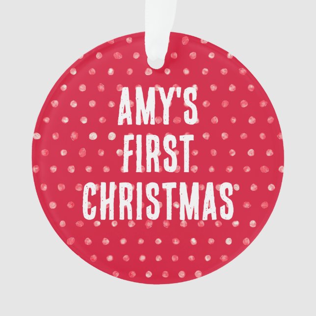 Ornamento Foto personalizada do primeiro Natal do Bolinhas B (Frente)