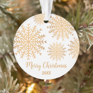Ornamento Foto personalizada moderna Floco de neve Dourado F