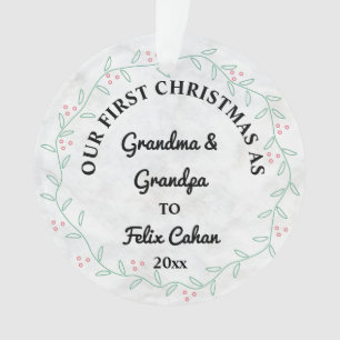 Ornamento Foto personalizada Primeiro Natal como vovó e vov
