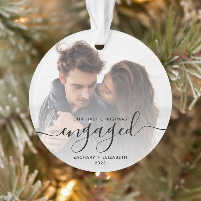 Ornamento Foto Personalizada Primeiro Natal Noivo Script Pre (Árvore)
