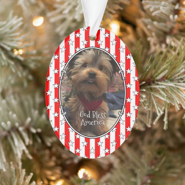 Ornamento Foto personalizada Quadro EUA Bandeira Americana D (Árvore)