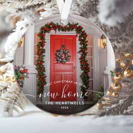 Ornamento Foto Primeiro Natal Novo Script Branco Casa