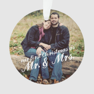 Ornamento Foto Primeiro Natal Sr. & Sra. Ornament