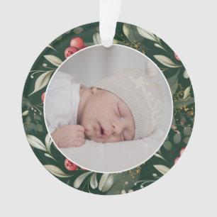 Ornamento Foto tradicional do Natal com Berries