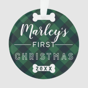 Ornamento Foto verde da xadrez do búfalo do Natal   do