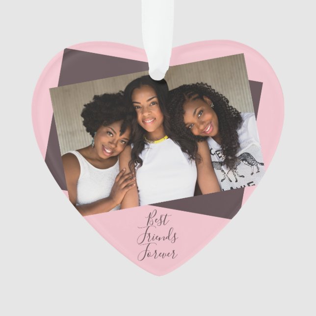 Ornamento Fotografia de Melhor Amigos para Sempre com Script (Frente)