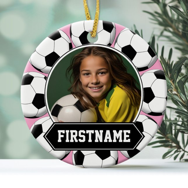 Ornamento Fotográfico de Futebol para Juventude (A soccer ornament with a place to add a photo and name)