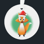 Ornamento Fox Animal de Cartoon Bonito com Chapéu Santas<br><div class="desc">Enfeites decorativos personalizados e bonitos com Papais noeis vestidos de raposa de desenho animado. Ideia de presente para crianças.</div>