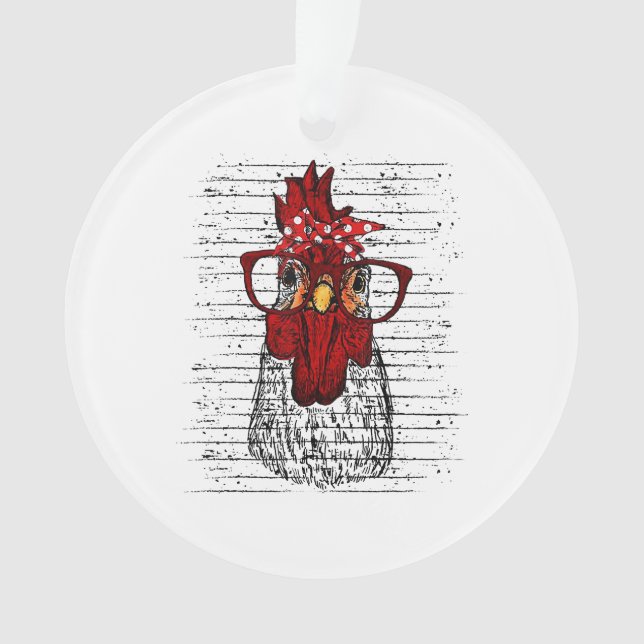 Ornamento Frango com bandana e óculos fofo (Frente)