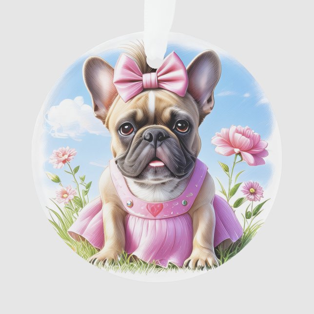 Ornamento Französische Bulldogge Blumen French Bulldog (Frente)