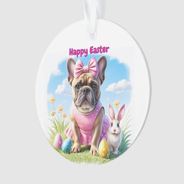Ornamento Französische Bulldogge Frohe Ostern French Bulldog (Frente)