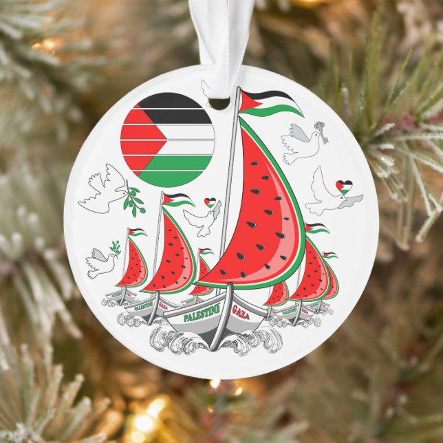 Ornamento Freedom Global Sumud Flotilla Boats para Gaza (Árvore)