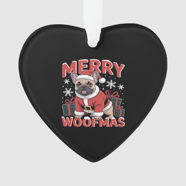Ornamento French Bulldog Santa Claus Hat Merry Christmas Dog (Frente)