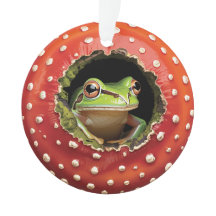 Frog in Toadstool – Cute Woodland Mushroom Art