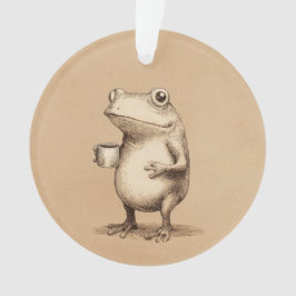 Ornamento Frog with Coffee – Whimsical Vintage Animal