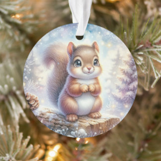 Ornamento Frosty Forest Squirrel with Fluffy Tail