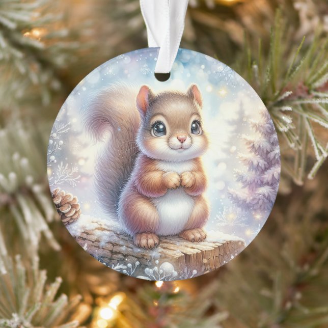 Ornamento Frosty Forest Squirrel with Fluffy Tail (Árvore)
