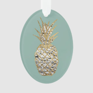 Ornamento Fruta Dourado de mármore chique moderna do abacax