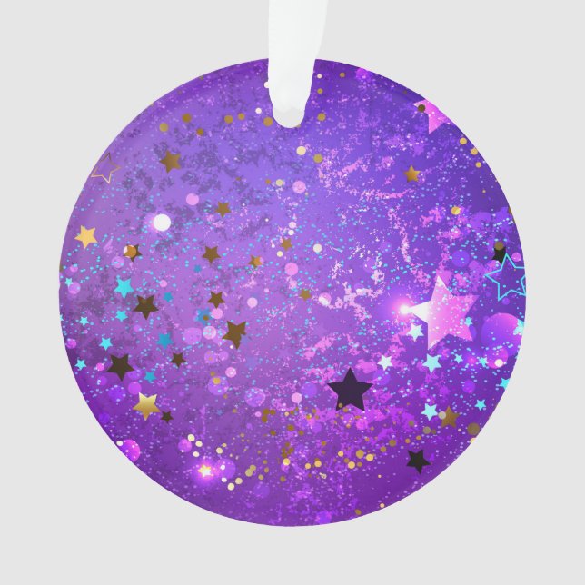 Ornamento Fundo de folhas roxas com estrelas (Frente)