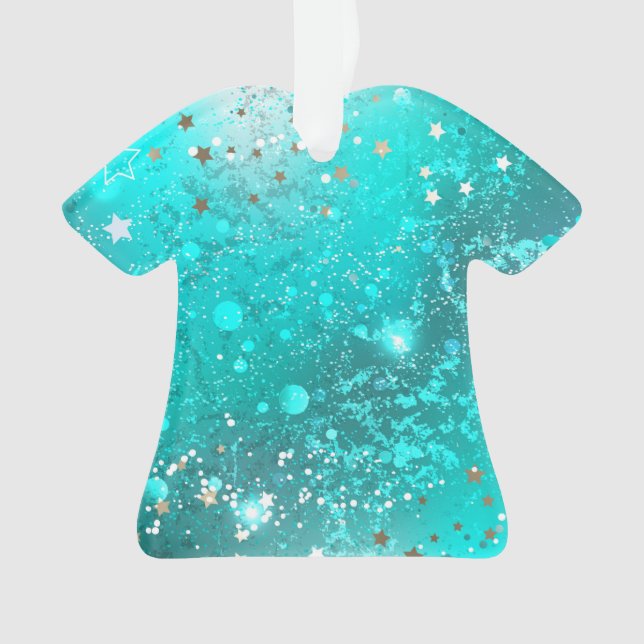 Ornamento Fundo do Mint Turquoise Foil (Frente)