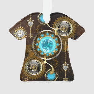 Ornamento Fundo Rusty Steampunk com Lentes Turquesa