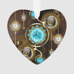 Ornamento Fundo Rusty Steampunk com Lentes Turquesa