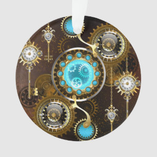 Ornamento Fundo Rusty Steampunk com Lentes Turquesa