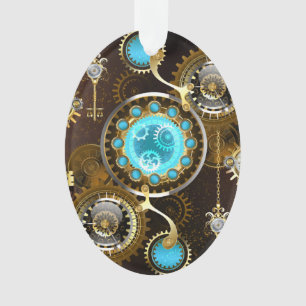 Ornamento Fundo Rusty Steampunk com Lentes Turquesa