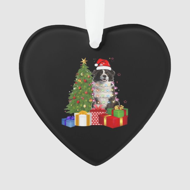Ornamento Funny Border Collie Christmas Tree Merry Christmas (Frente)