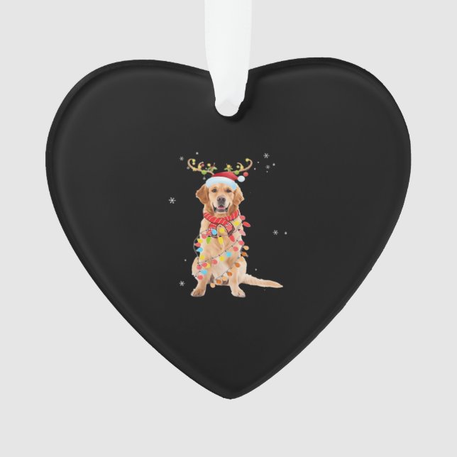 Ornamento Funny Golden Retriever Christmas Tree Santa Reinde (Frente)