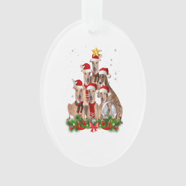 Ornamento Funny Greyhound Dog Christmas Tree Gift (Frente)