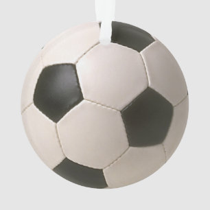Ornamento futebol branco preto de 3D Soccerball