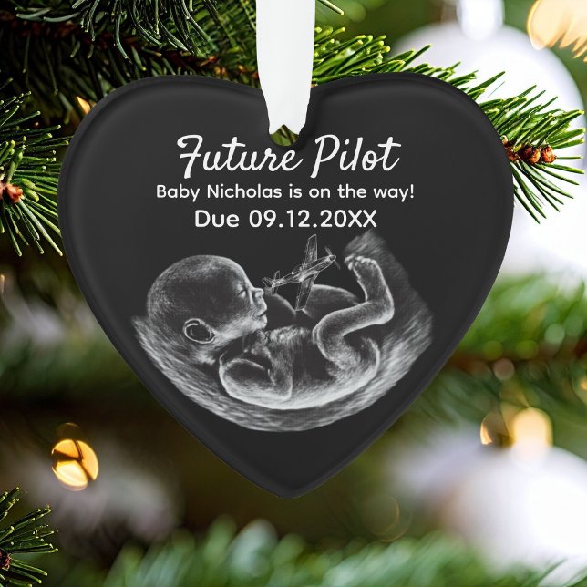 Ornamento Future Pilot Pregnancy Announcement Funny Aviation (Criador carregado)